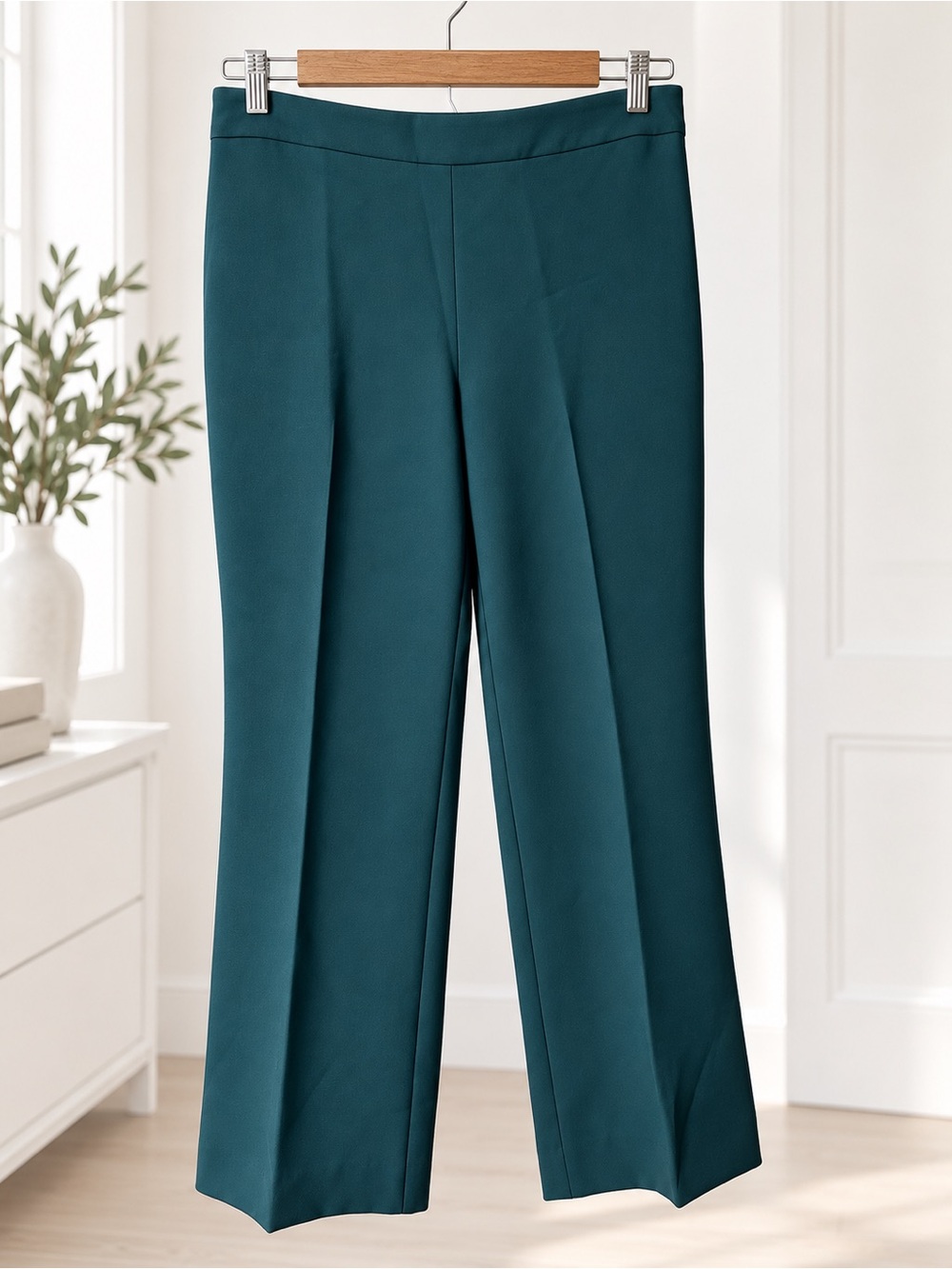 Ann Taylor Dark Green Wide-Leg Trousers